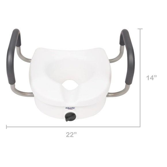 Equate Raised Toilet Seat with Handles, 5" Seat Riser, Fits Most Toilets - Picture 6 of 6